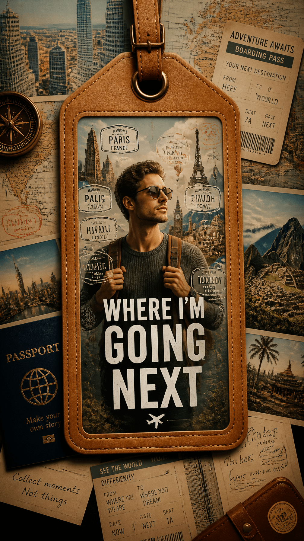 A premium 9:16 travel advertising poster.Main Subject:
A gia
