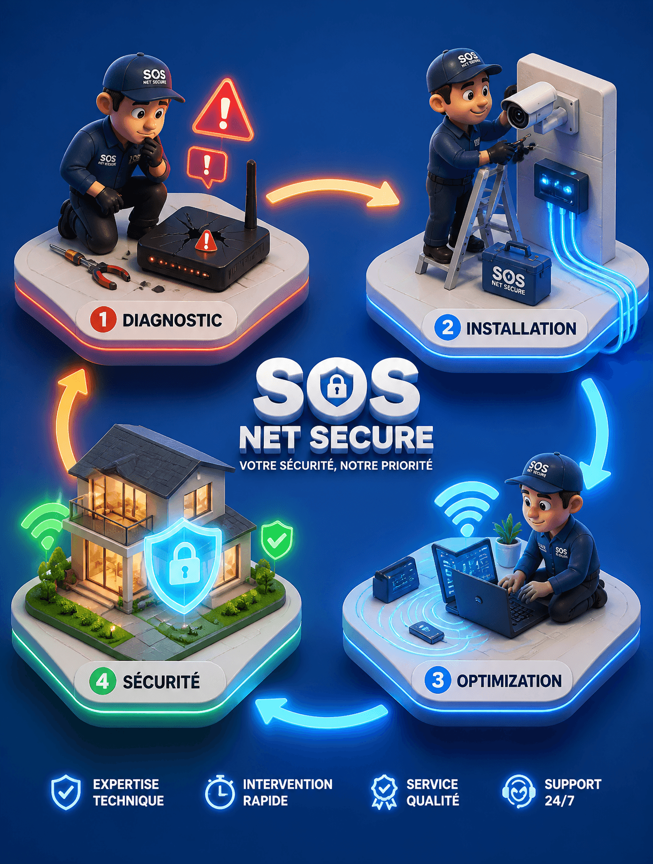 sometric 3D workflow illustration of a professional IT and S