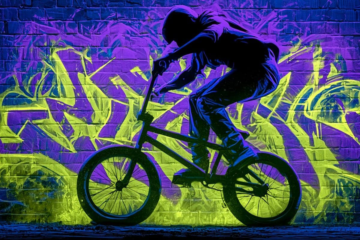 An urban graffiti glow silhouette of [Subject], with a bold 