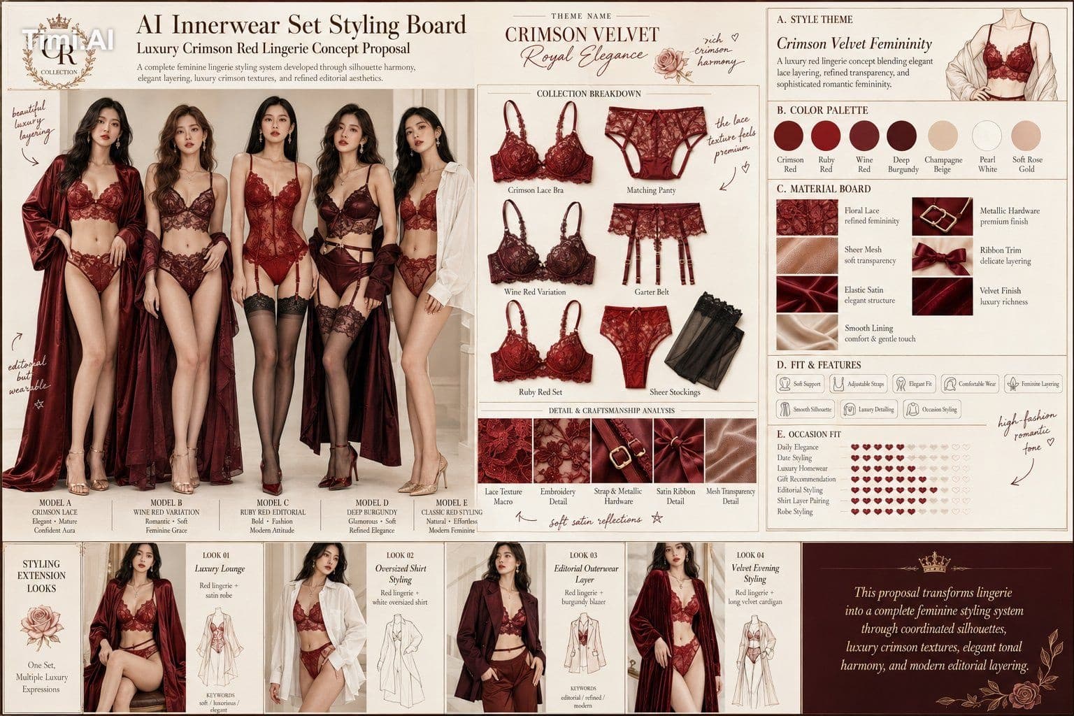 Create a high-end horizontal 4:3 “AI Innerwear Set Styling B