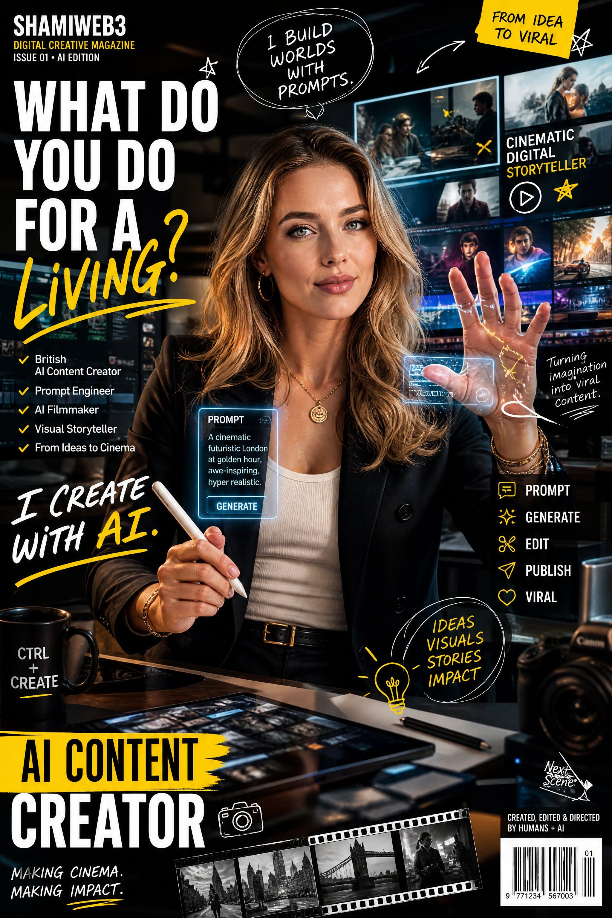 Create a vibrant editorial magazine-style poster for the “Wh
