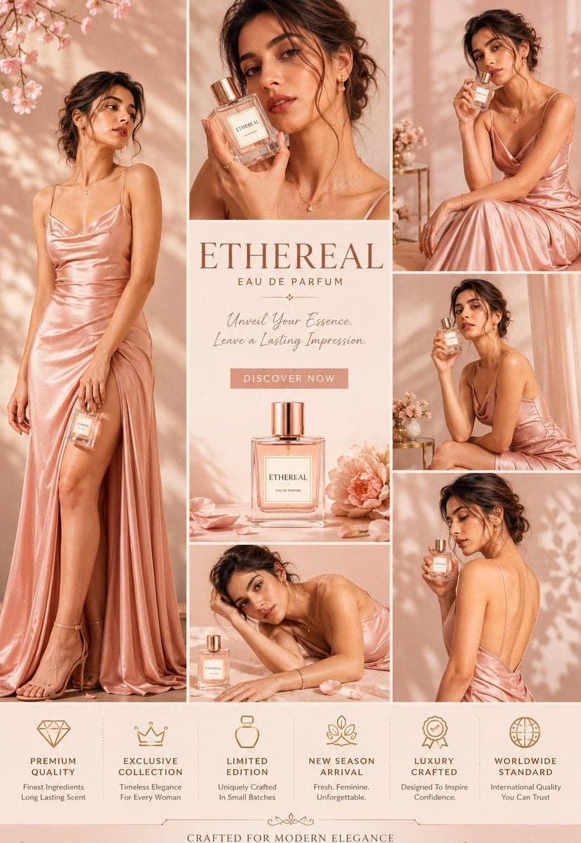 Ultra-premium luxury fashion advertisement collage, 4:5 vert