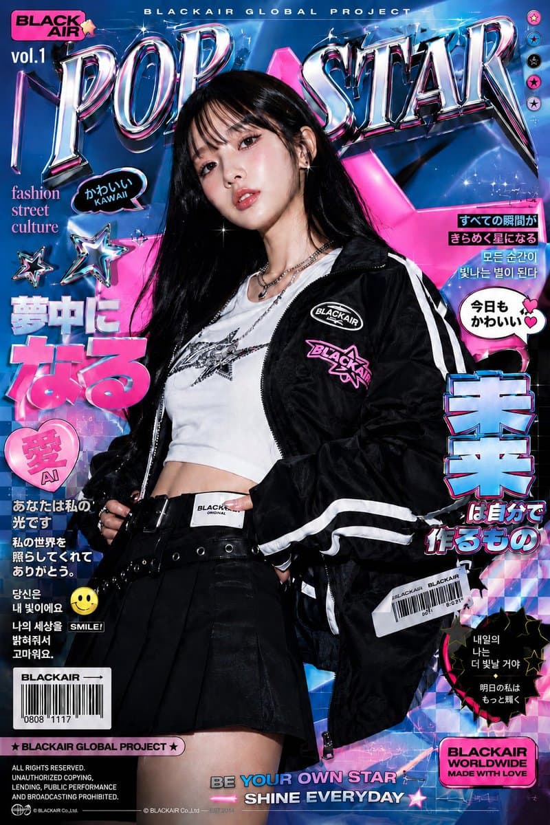 Ultra-stylized high-fashion editorial poster of a confident 