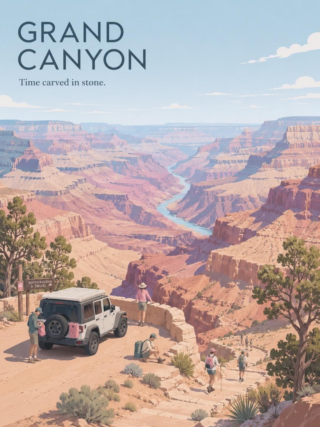 Create a premium minimalist vintage travel poster of [LOCATI