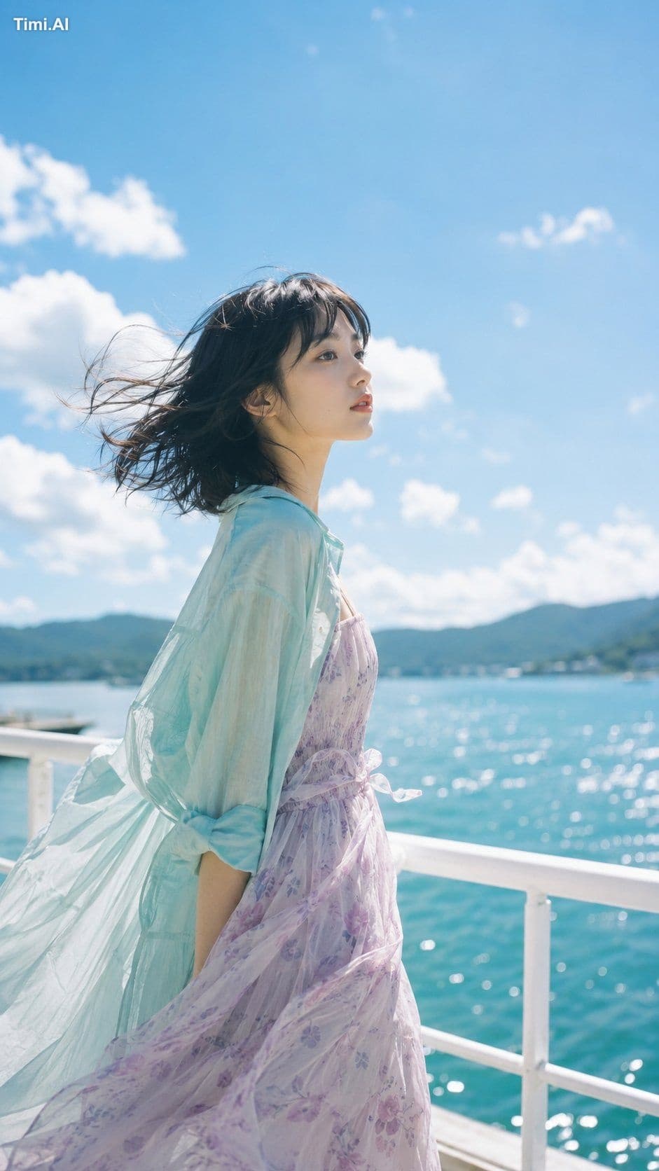 Create a vertical 9:16 photorealistic summer portrait of a y