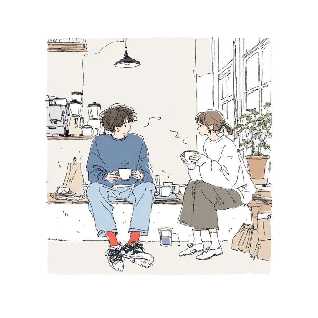 Create a delicate contemporary Japanese lifestyle illustrati