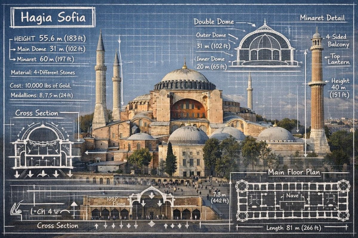 Create an infographic image of [LANDMARK], combining a real 