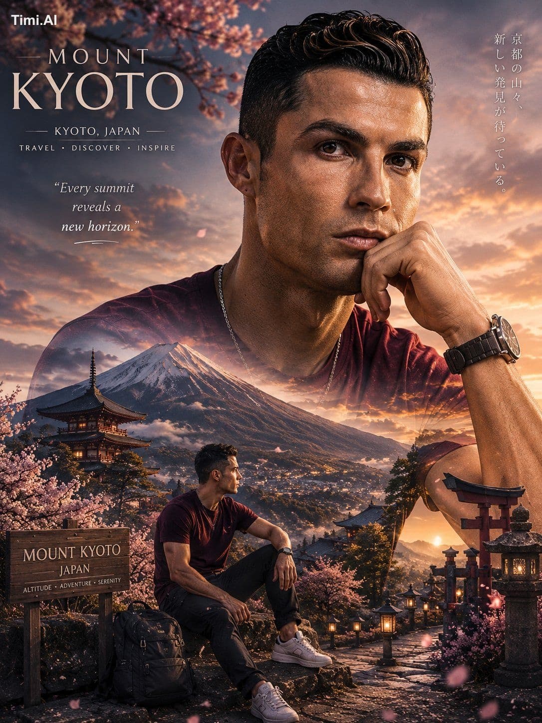 Ultra-realistic cinematic travel poster and double-exposure 