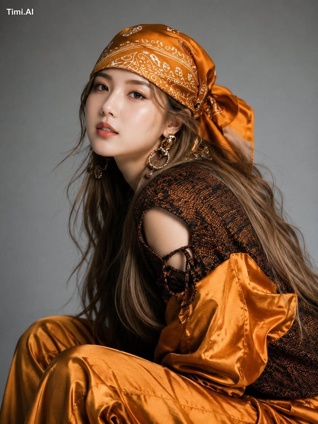 Ultra realistic luxury fashion editorial portrait of a beaut