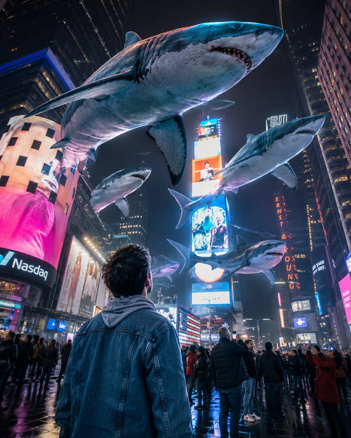 {
"title": "Sky Ocean Over Times Square",
"prompt": "Mas