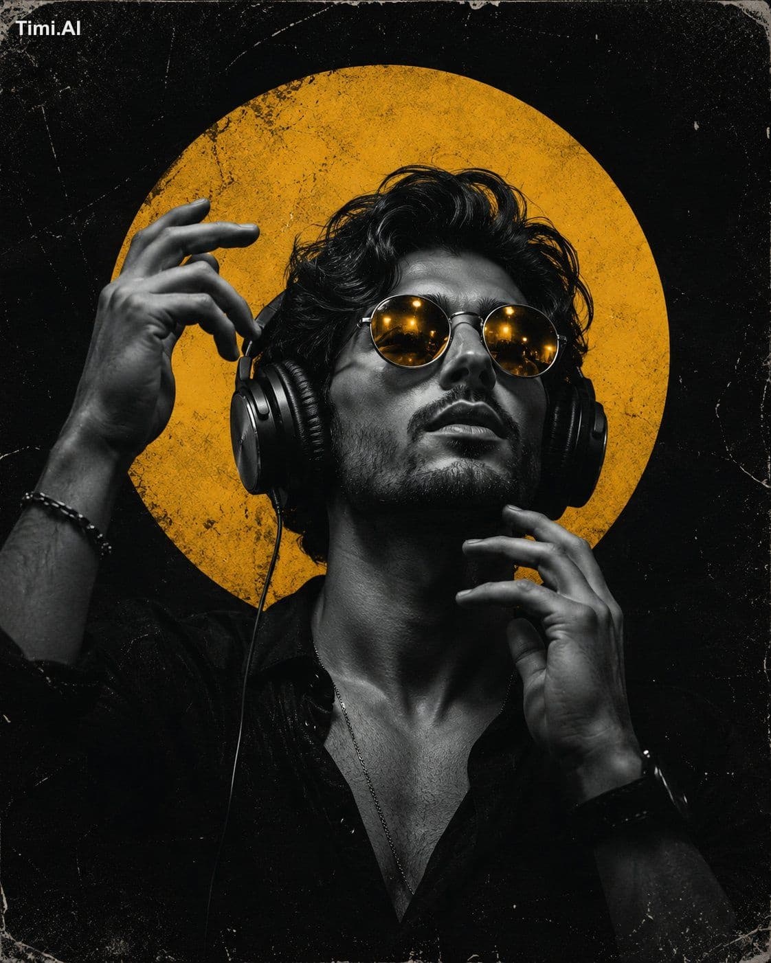 Create a dark, high-contrast poster with a moody underground