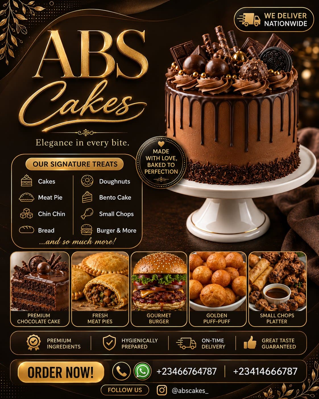 > Create a premium, ultra-realistic 4:5 bakery advertisement