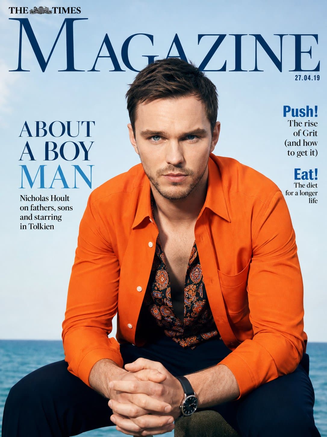 A photorealistic magazine cover portrait of Nicholas Hoult s