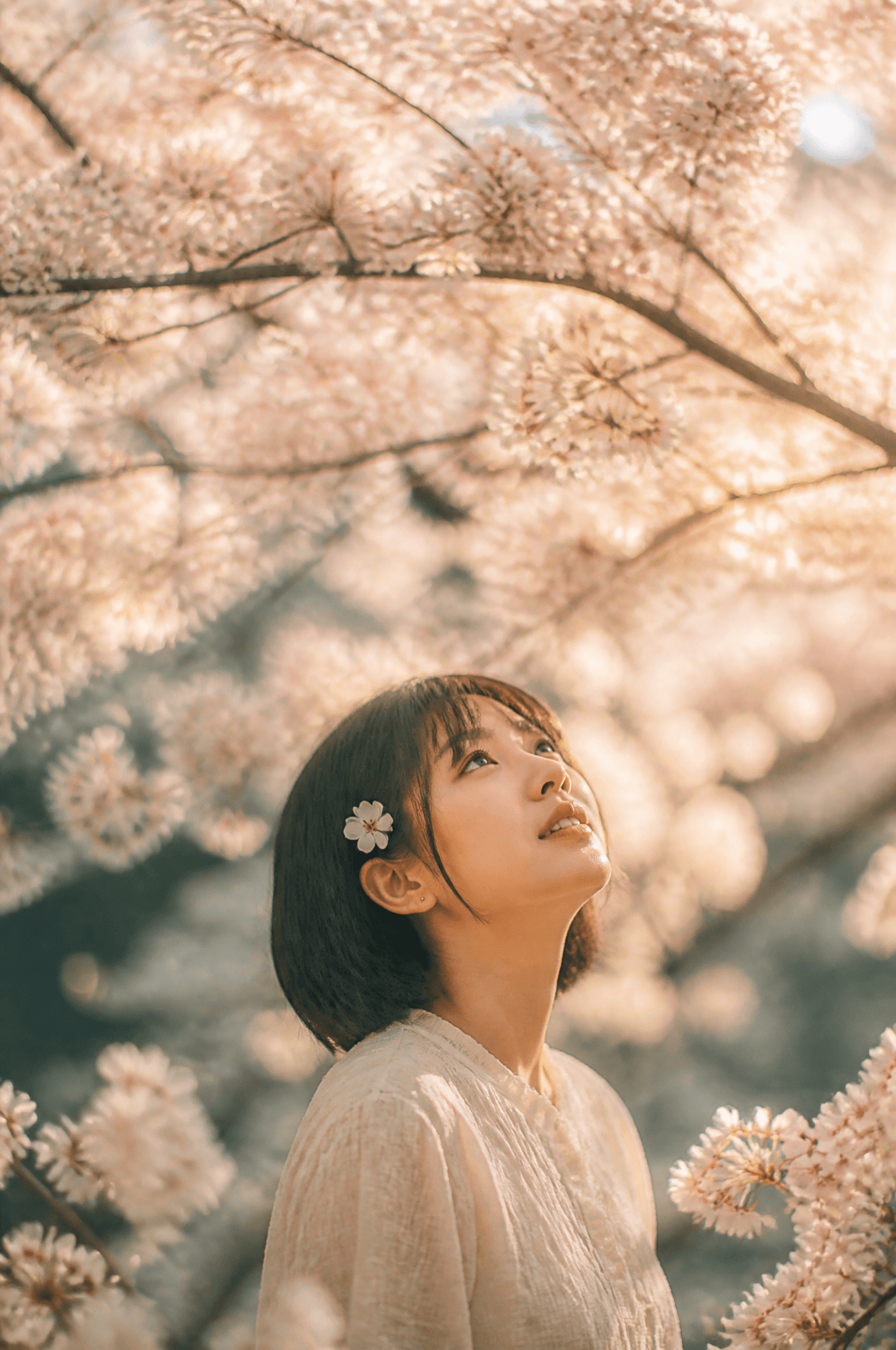 PROMPT : A cinematic portrait of a young East Asian woman wi