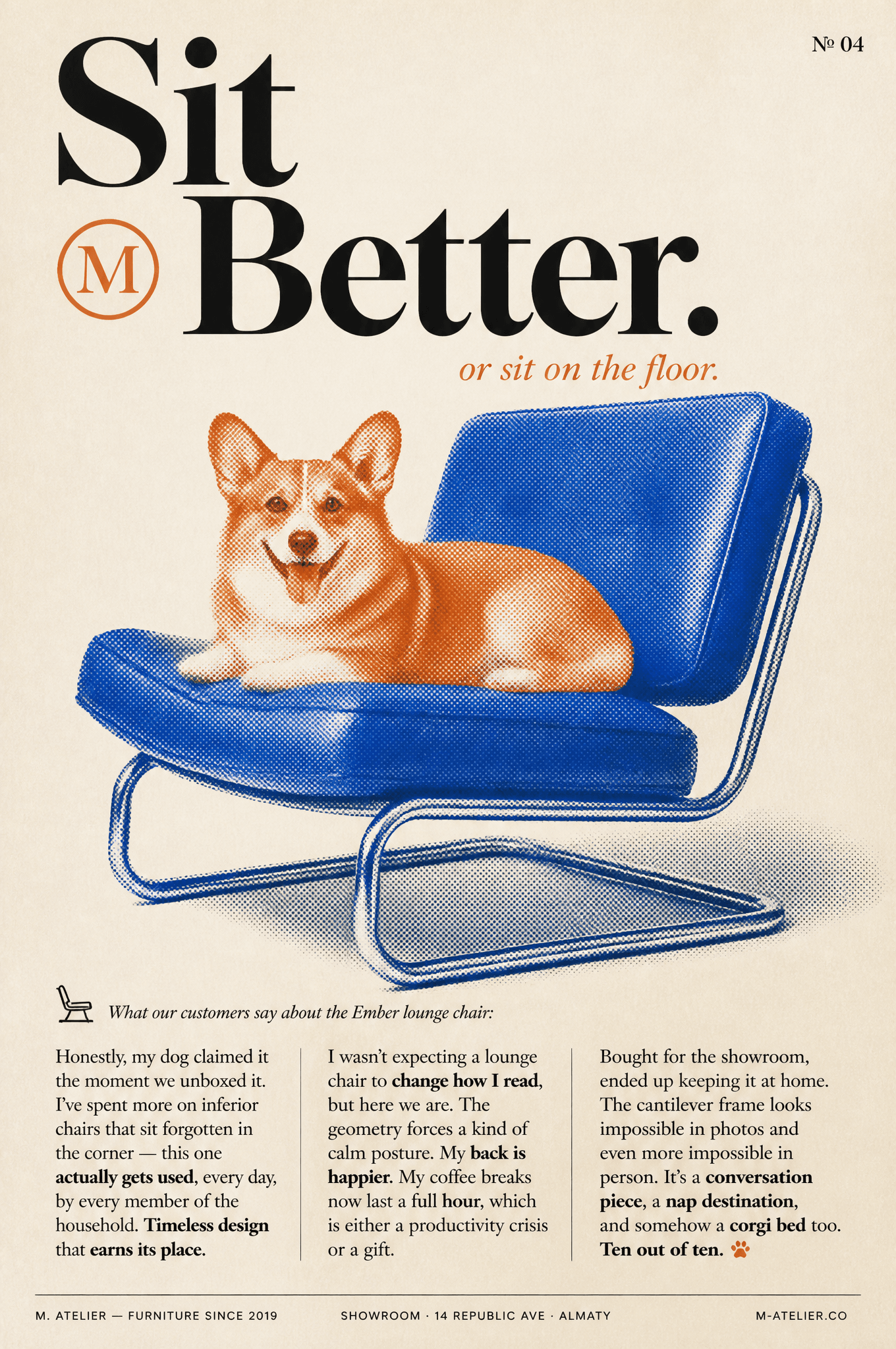 Vertical editorial poster in the style of a premium design m