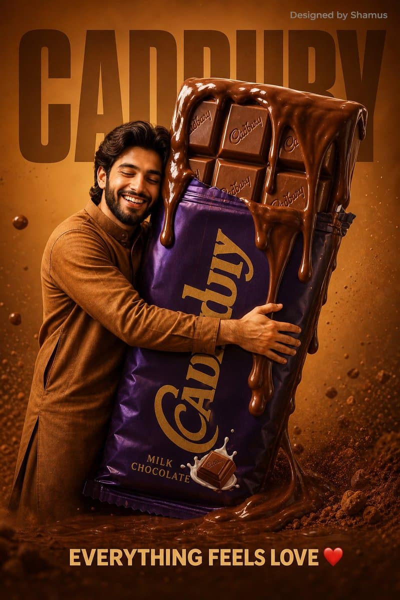 playful food advertisement poster. A happy young KASHMIRI MA