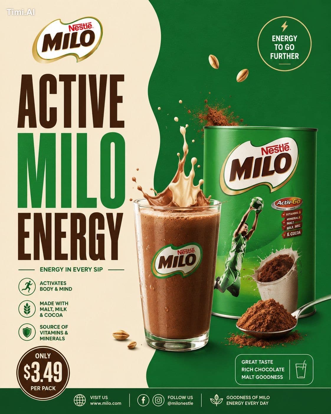 “MINIMAL DESIGN. PREMIUM COCOA ENERGY.”
Create a premium min