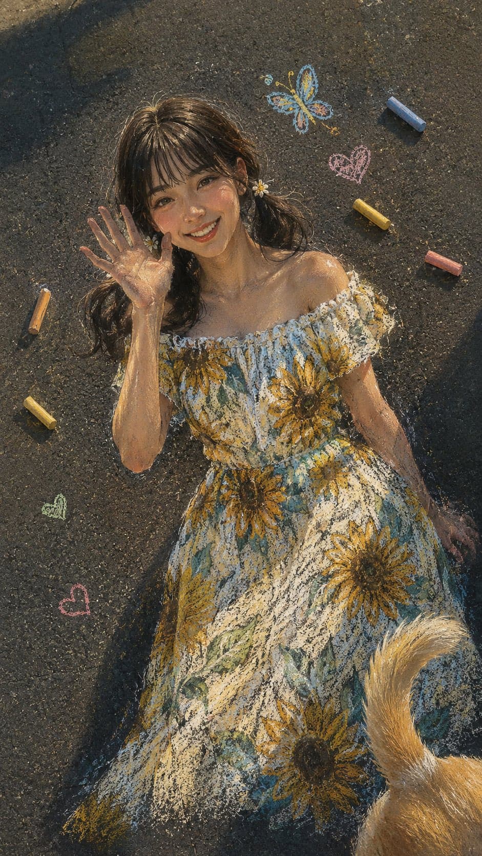 A stunning, hyper-realistic chalk art masterpiece on a textu