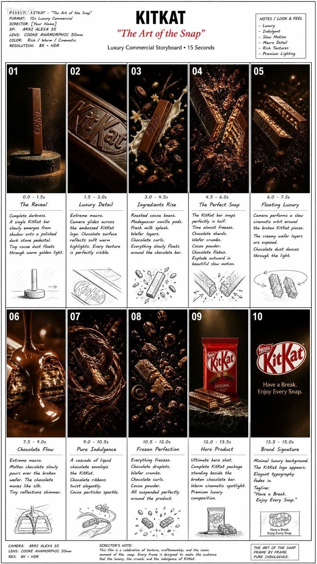 Create one professional commercial storyboard presentation s