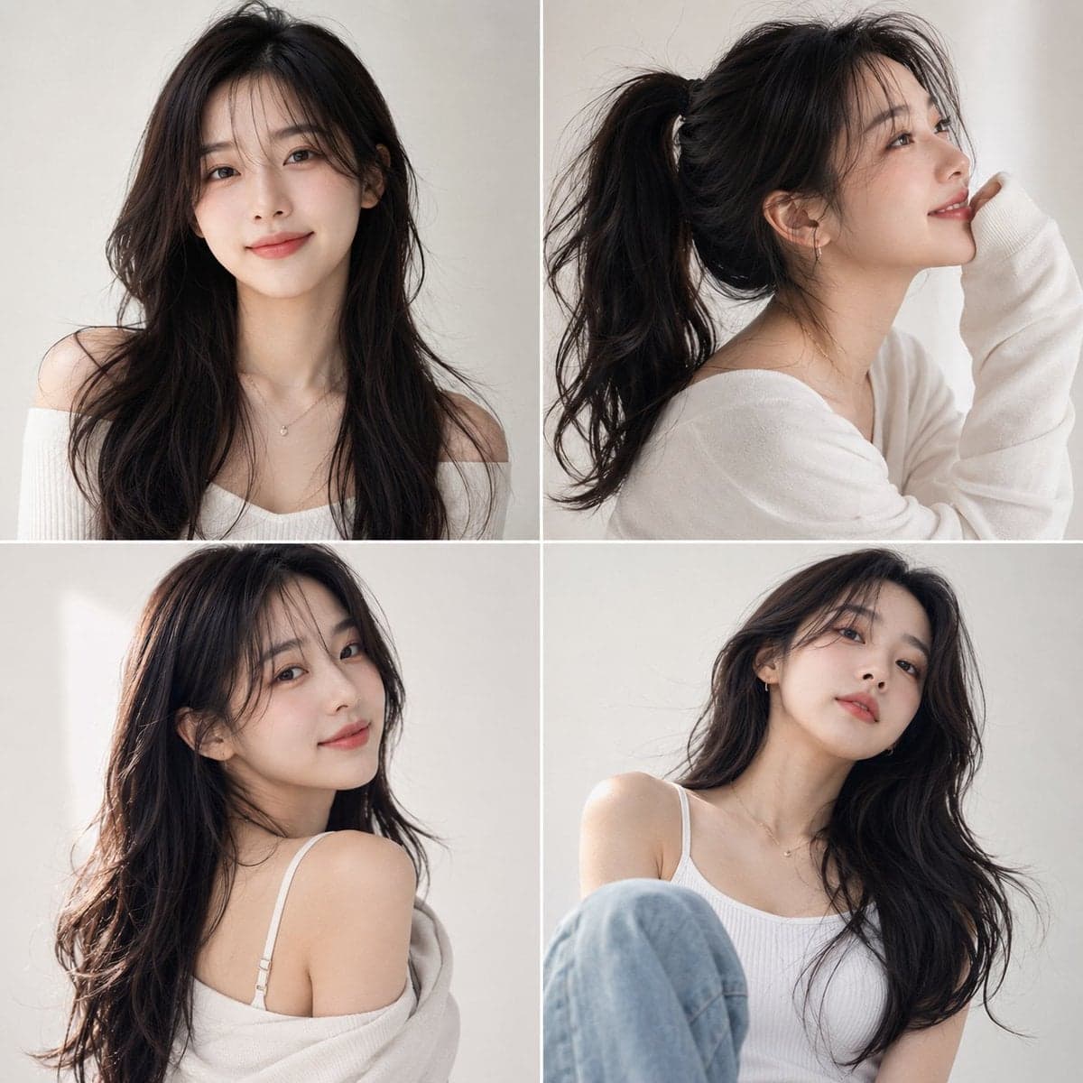 Photorealistic Korean beauty portrait of a cute young woman 