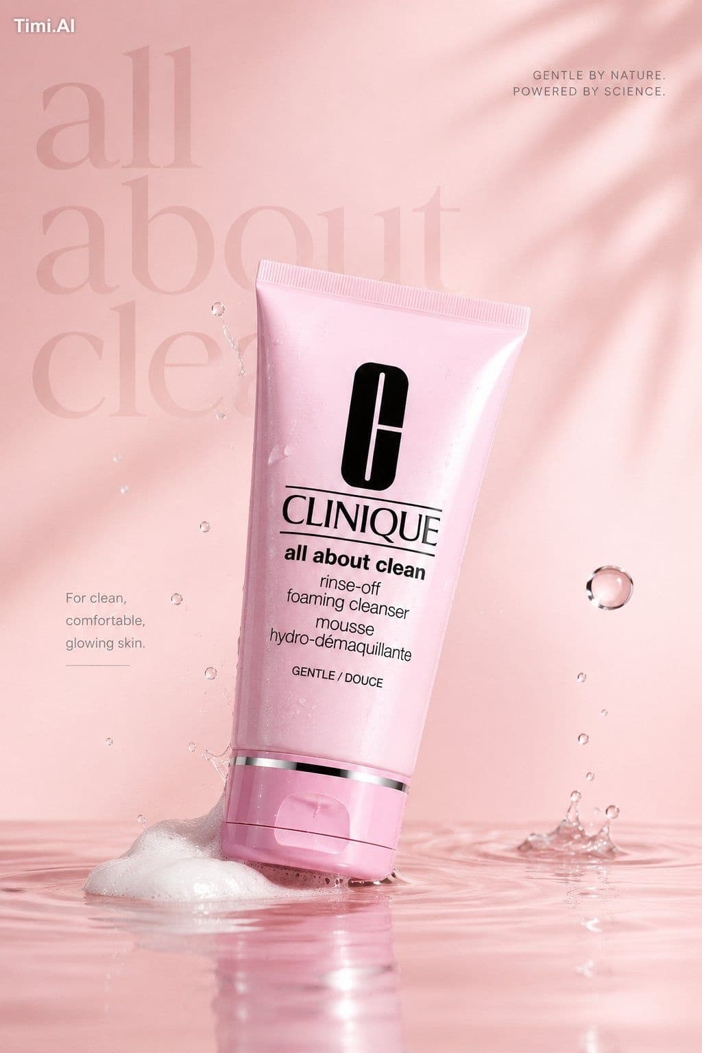 (Water Splash Product Ad):
Premium skincare product floating