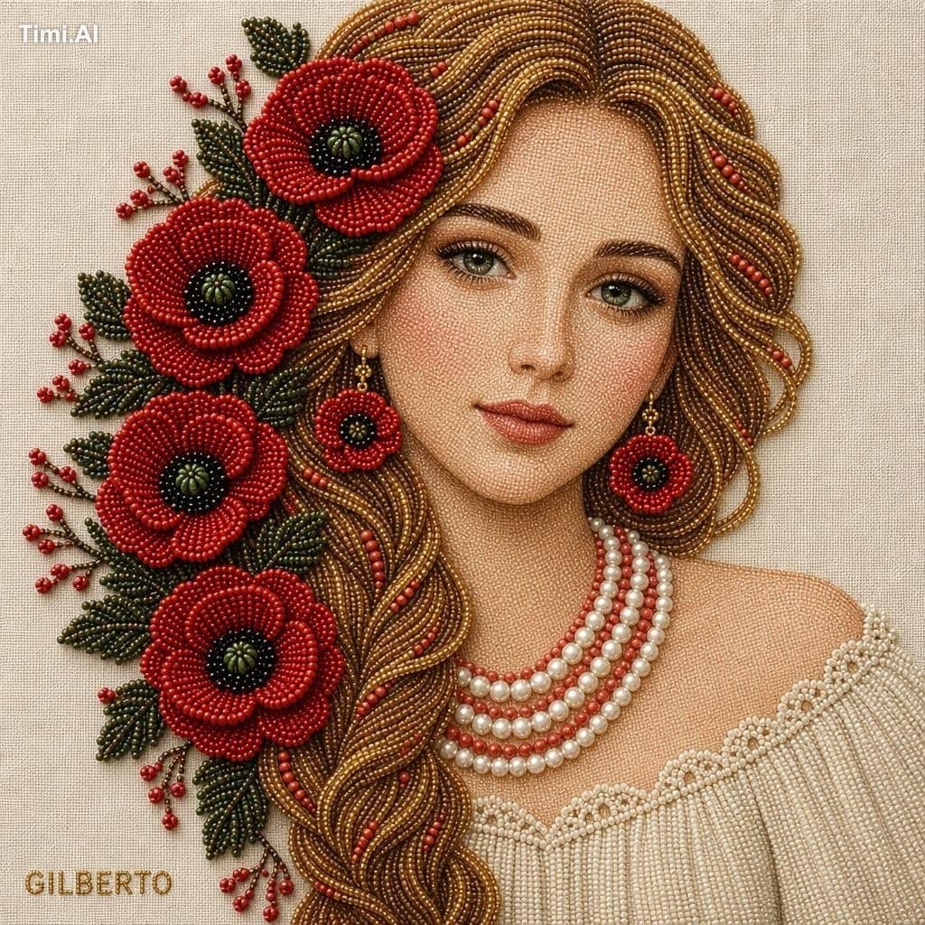 Create a luxurious 3D stumpwork and seed-bead embroidery por