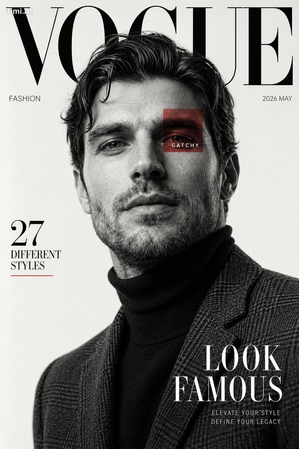 Create a high fashion editorial magazine cover inspired by l
