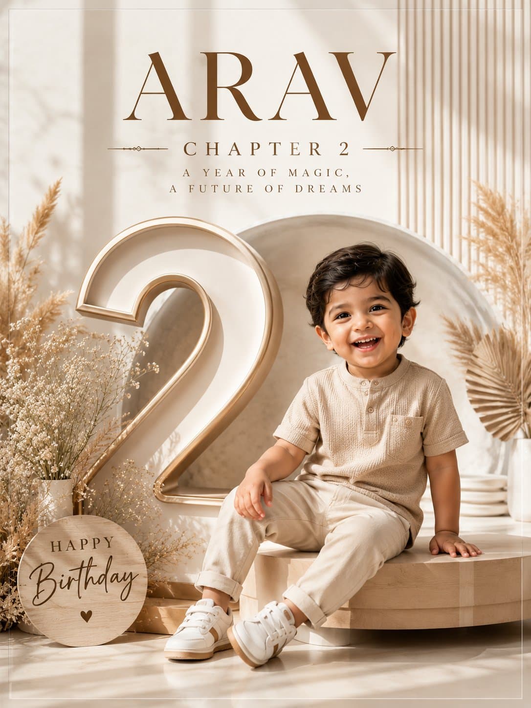 Professional luxury birthday poster, 3:4 portrait compositio
