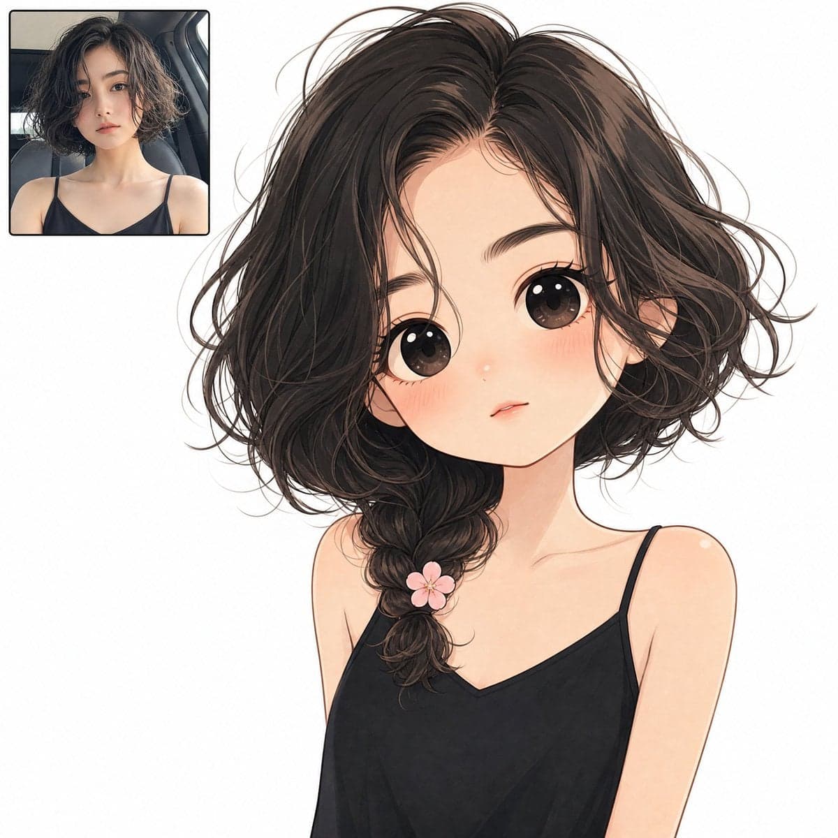 A full-bleed digital illustration of a cute minimalist chibi
