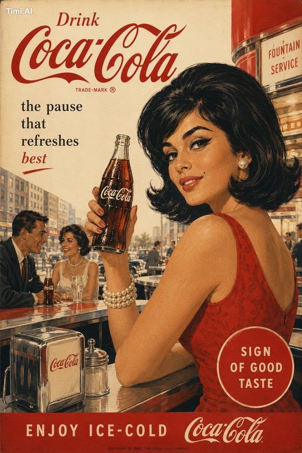 Authentic 1960s American advertising poster for [ Brand], vi