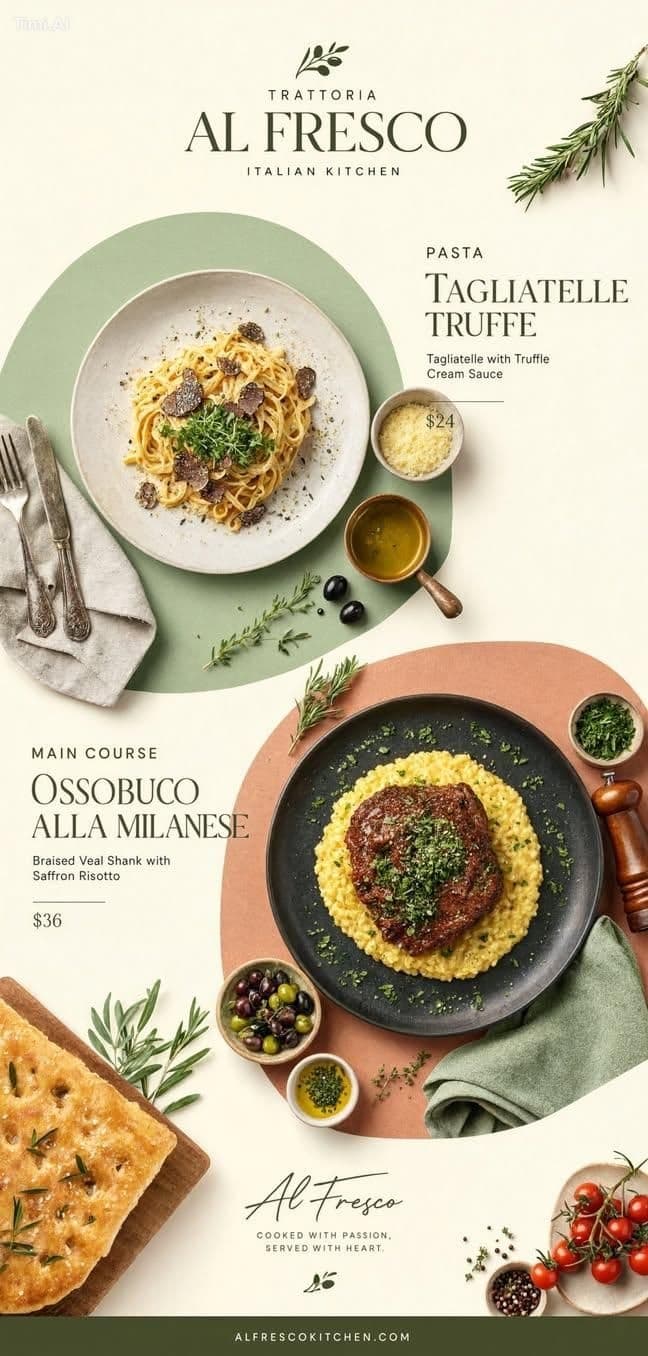 A minimalist food advertisement poster in a modern Italian s