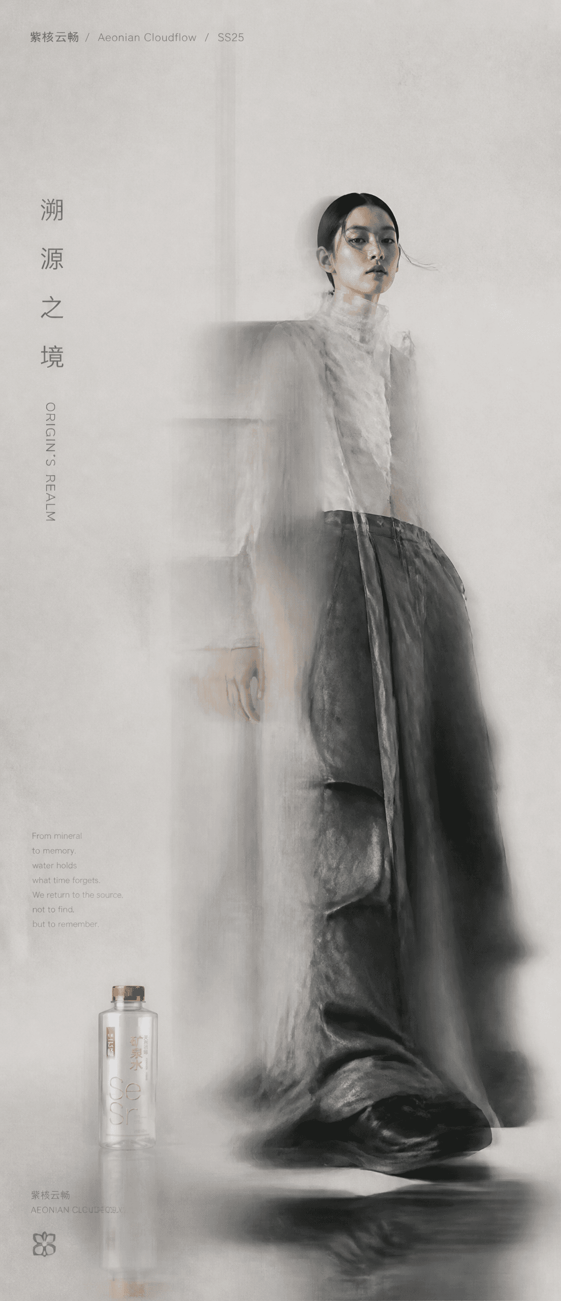 Create a vertical high-resolution experimental fashion edito