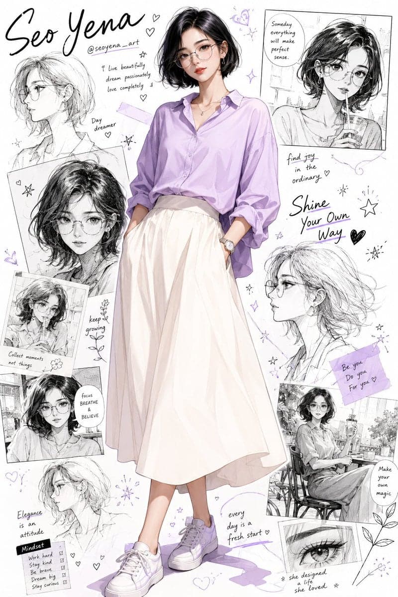 Semi-realistic anime-inspired portrait of a stylish young Ko