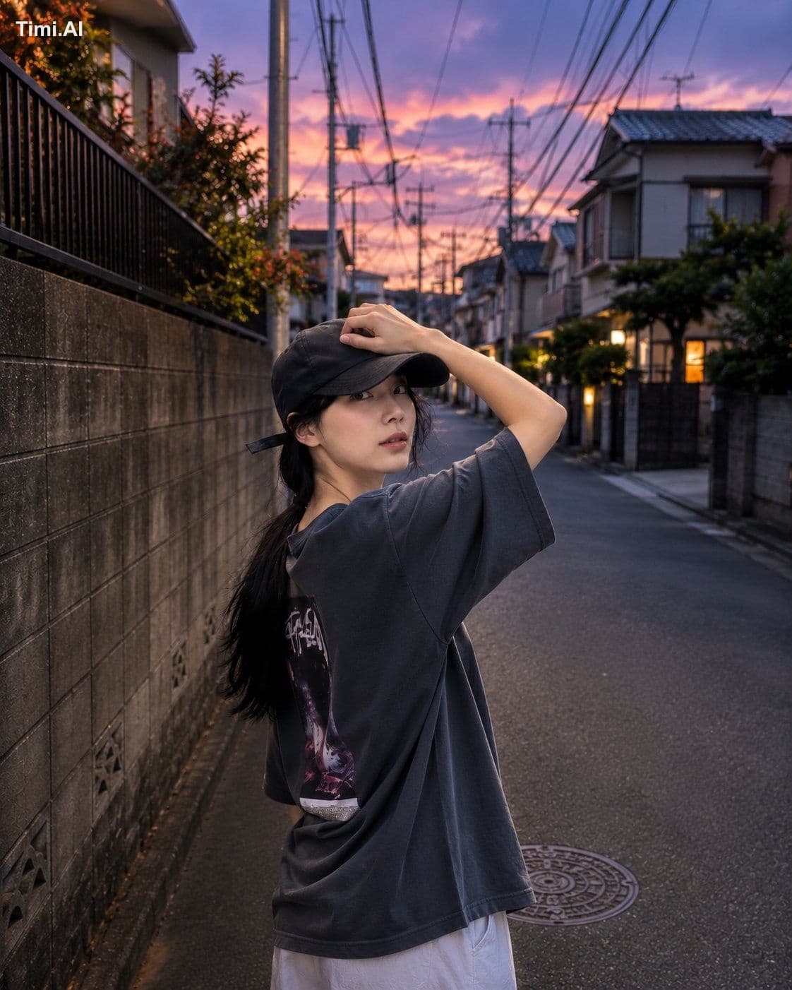 A hyper-realistic candid street portrait of a beautiful youn