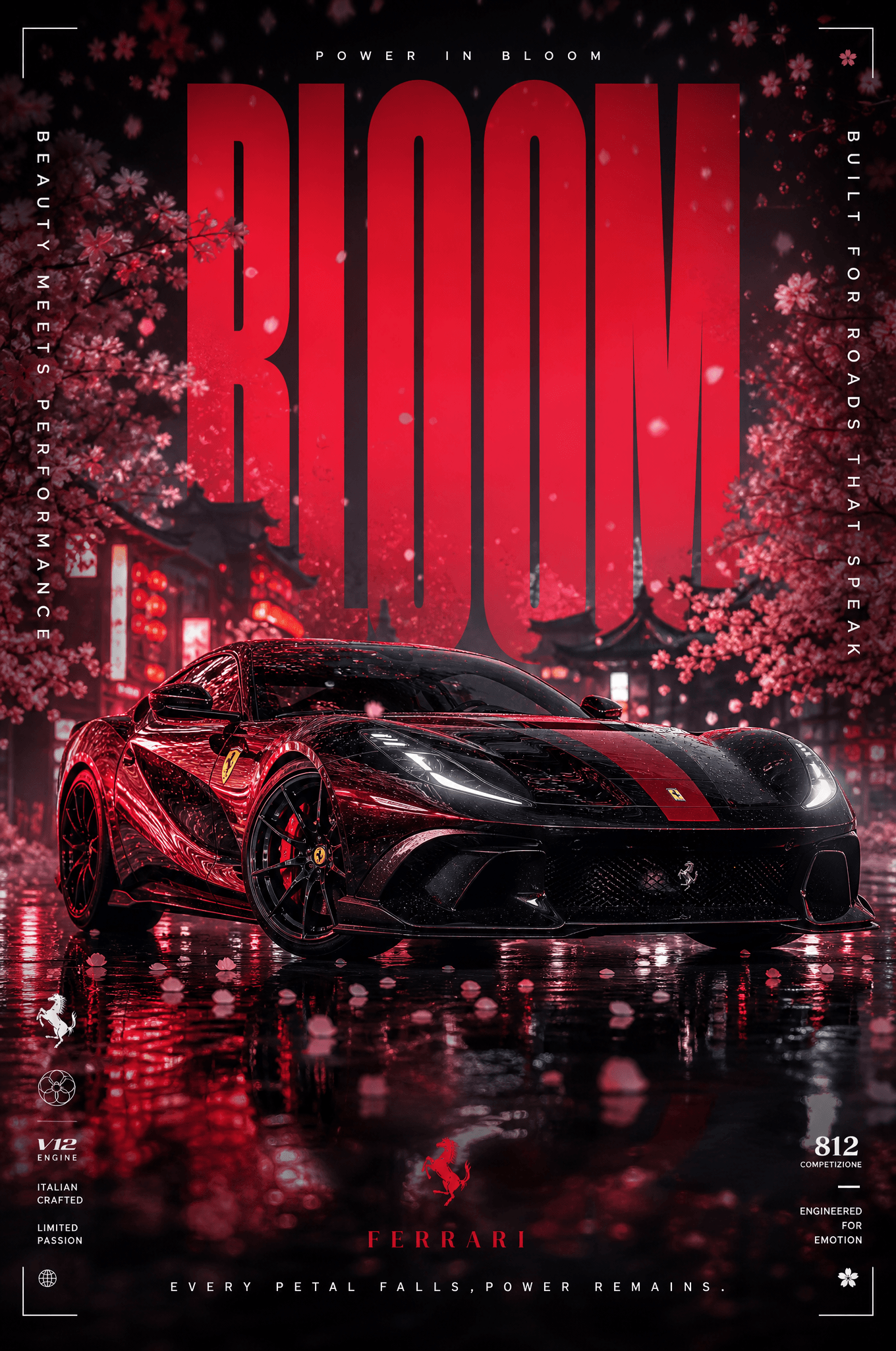 Ultra-premium cinematic automotive advertising poster, featu