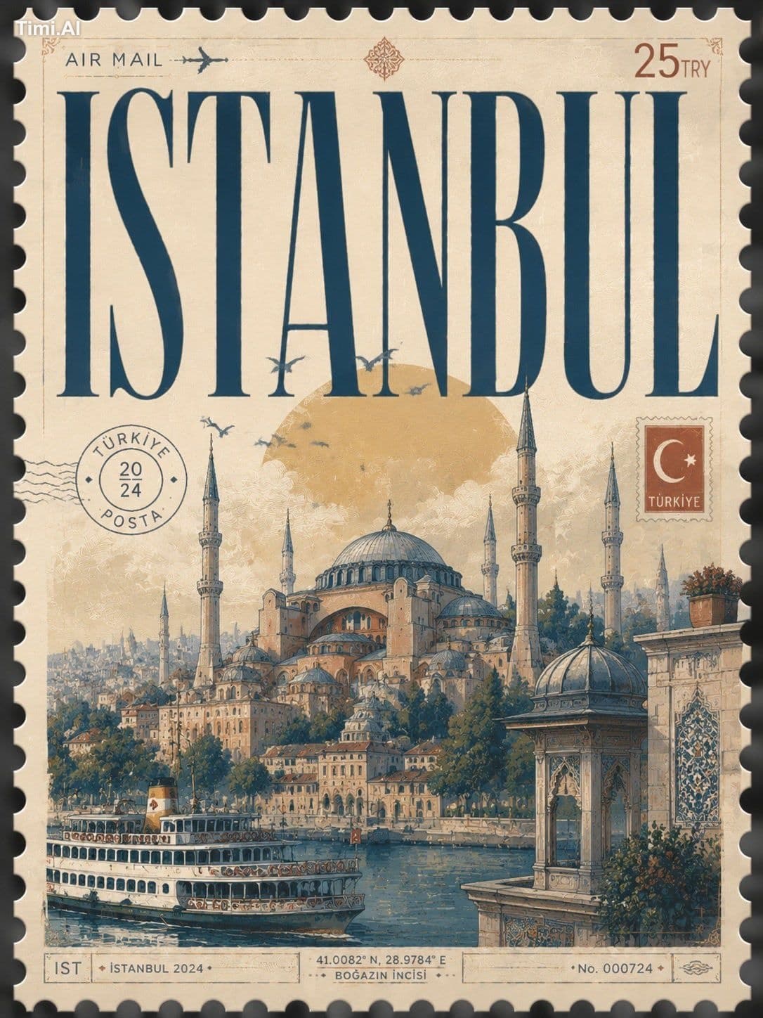Design a ‘4:5’ premium collectible postal-stamp poster for [