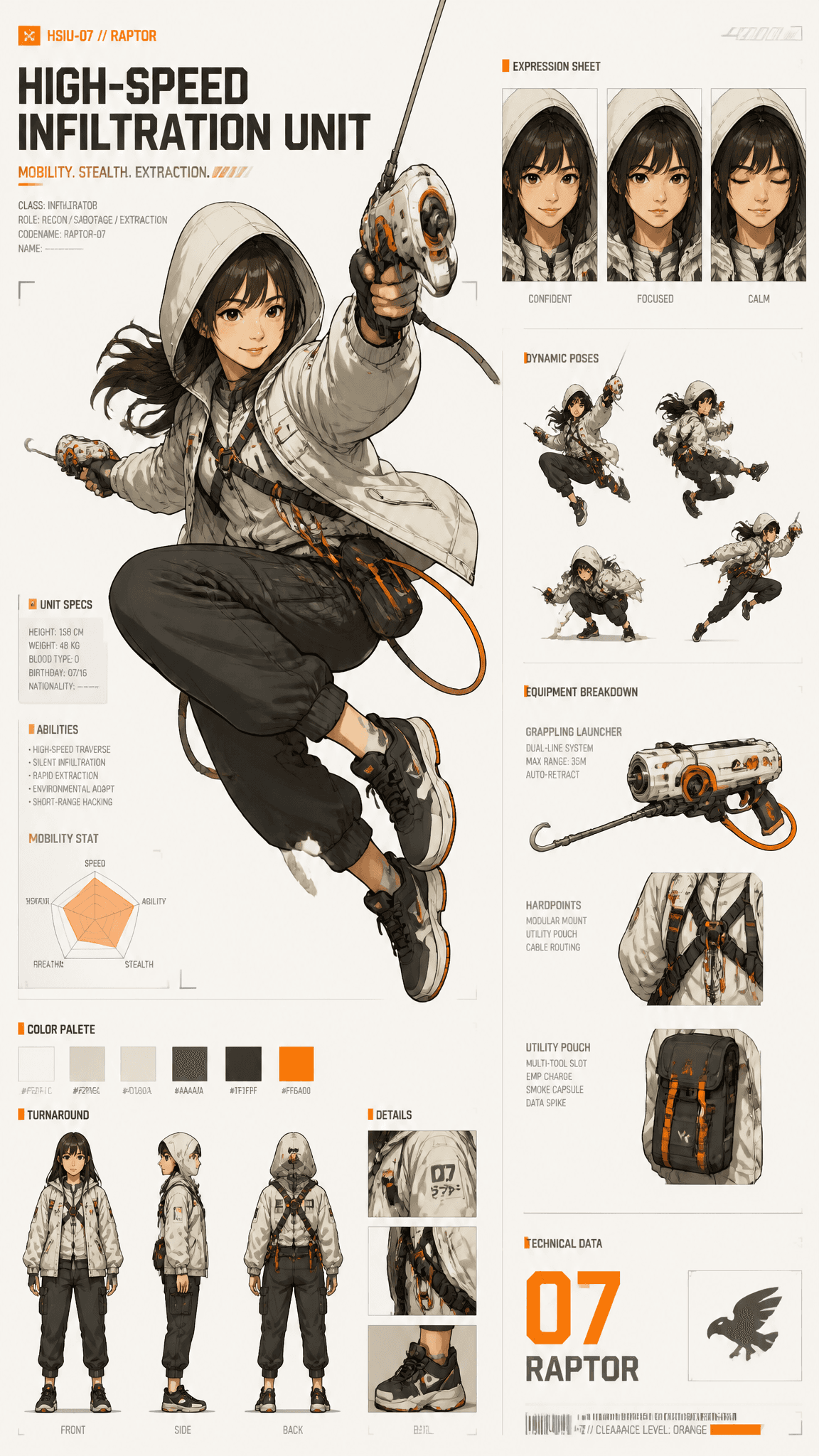 use [image1] to create A dynamic character concept sheet sho