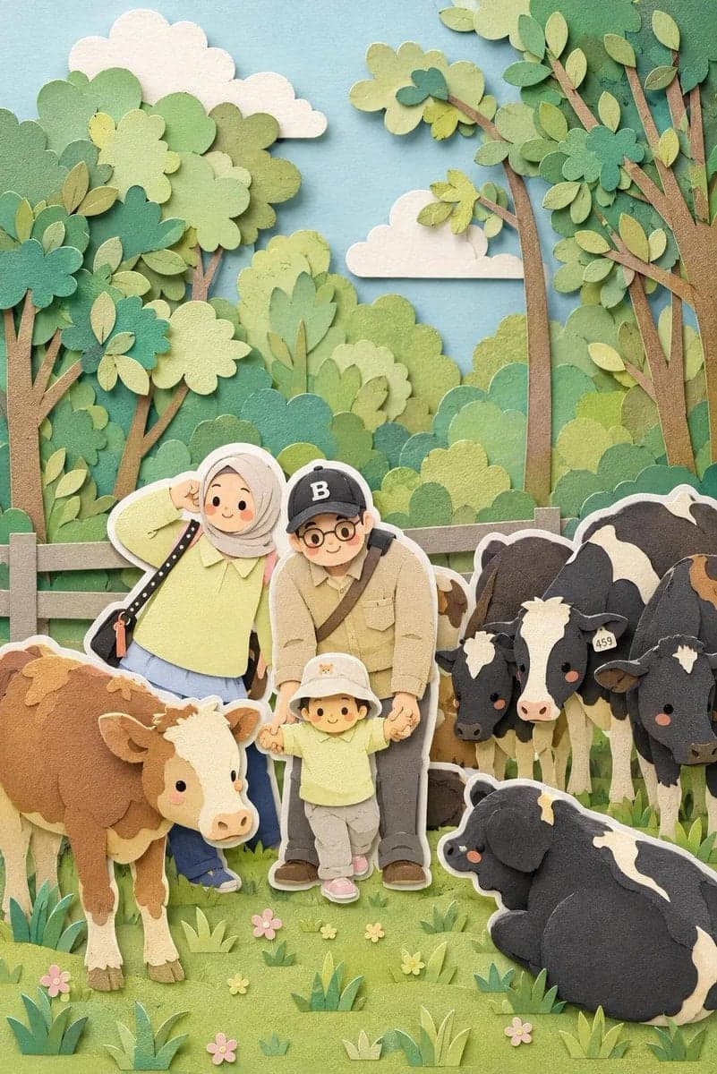 Convert this image into a soft, handcrafted paper-cut layere