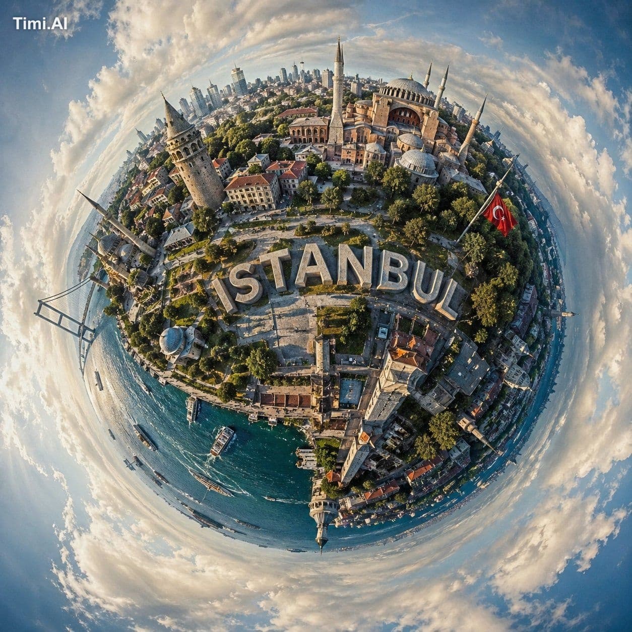 Create a hyperrealistic, surreal spherical panorama of [CITY