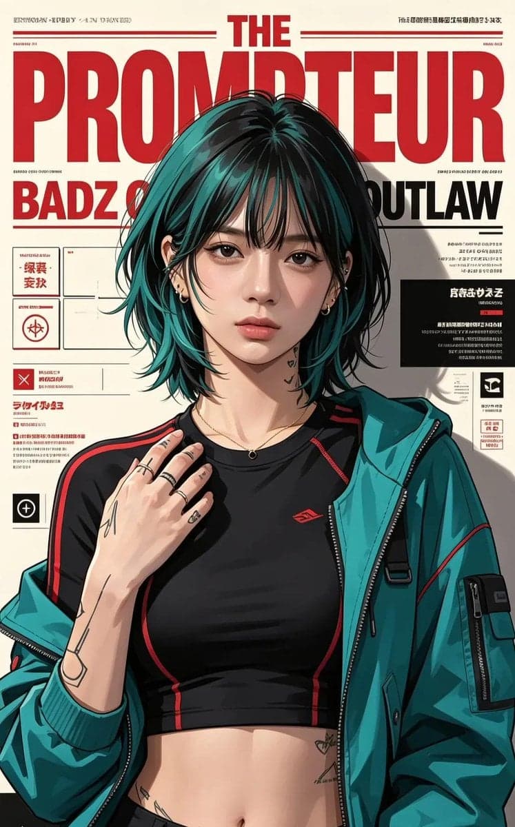 Ultra-detailed anime/editorial magazine cover illustration o