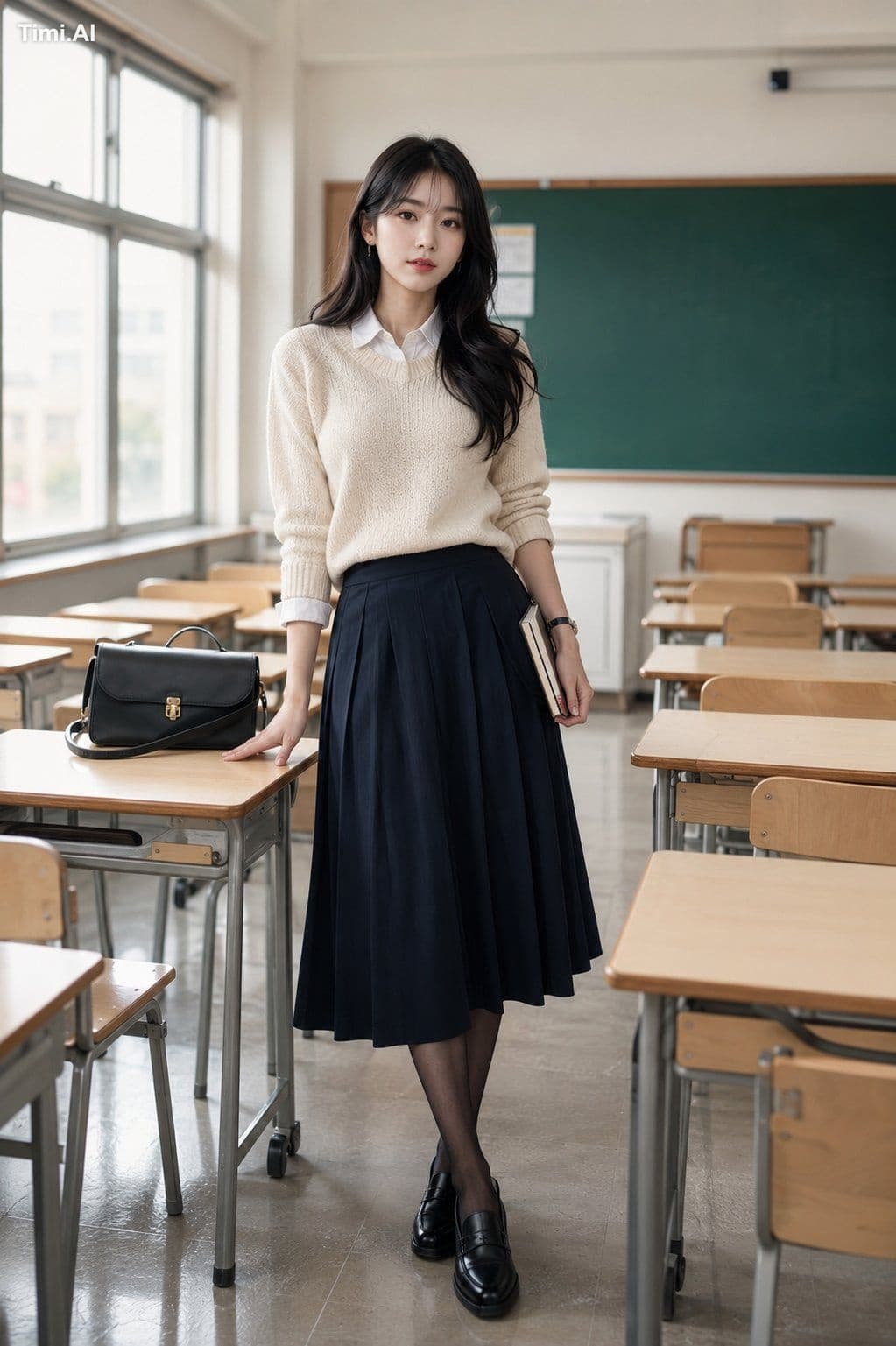 A stunning young Korean woman in a premium fashion editorial