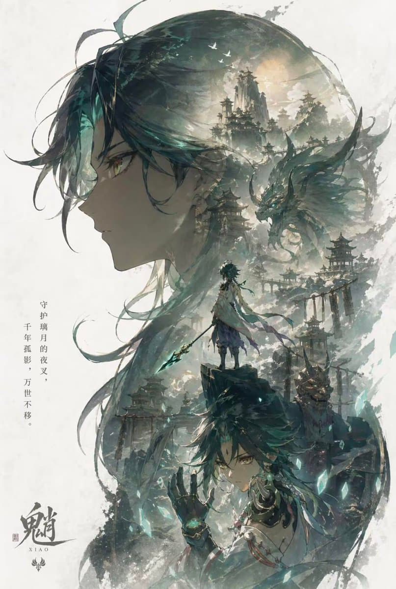 Create a character promotional poster for “[XXX]”, using a u