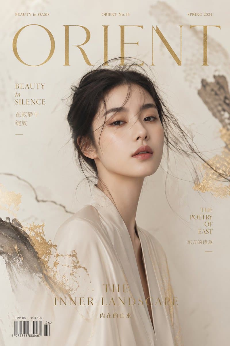 Luxury editorial cover, title "ZEN MODE", featuring a concep
