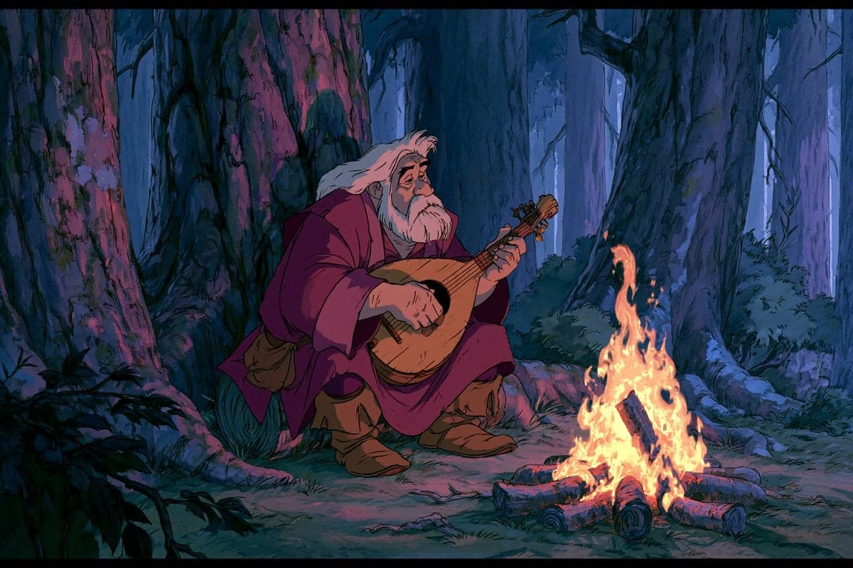 1980s American fantasy animation style, a [subject] holding 