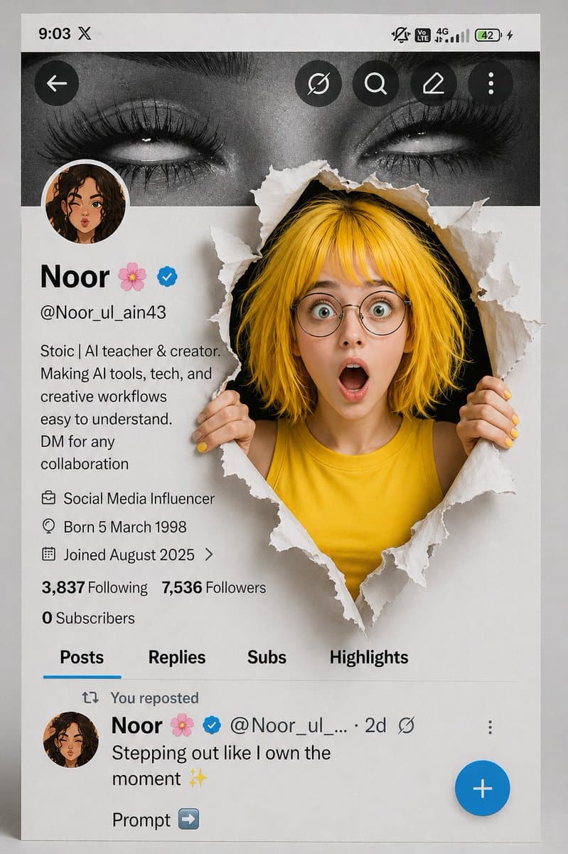 A creative 3D photo manipulation of a social media profile i