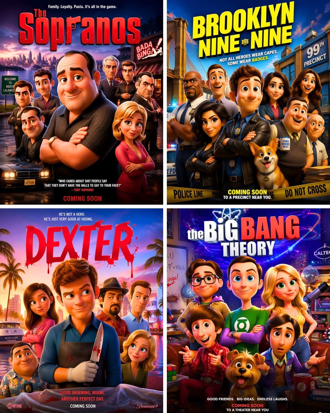 “Pixar-style movie poster reimagining of the TV show [TV SHO