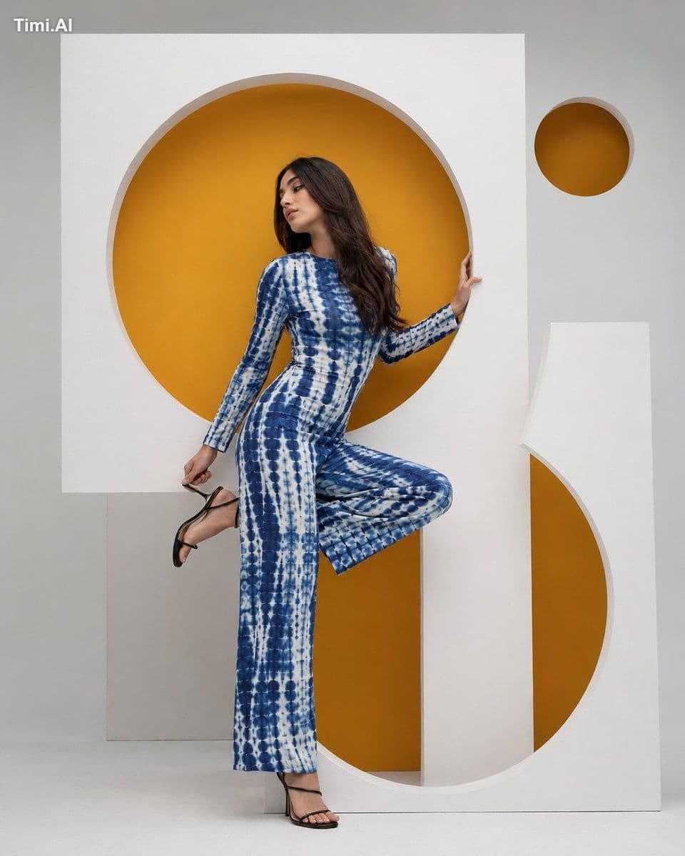 High-fashion editorial photography, young woman with long da