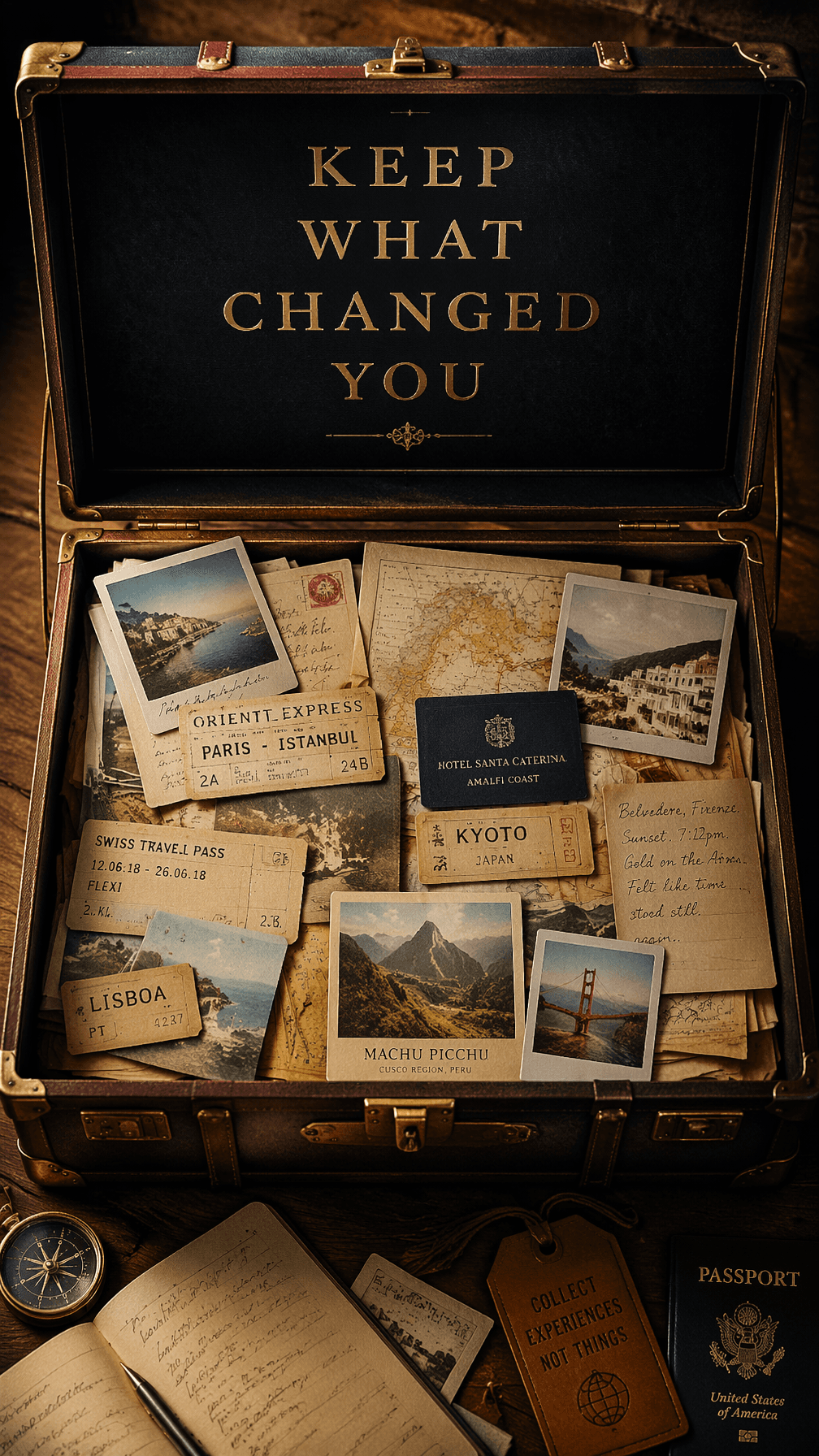 A premium 9:16 travel advertising poster.Main Subject:
A lux