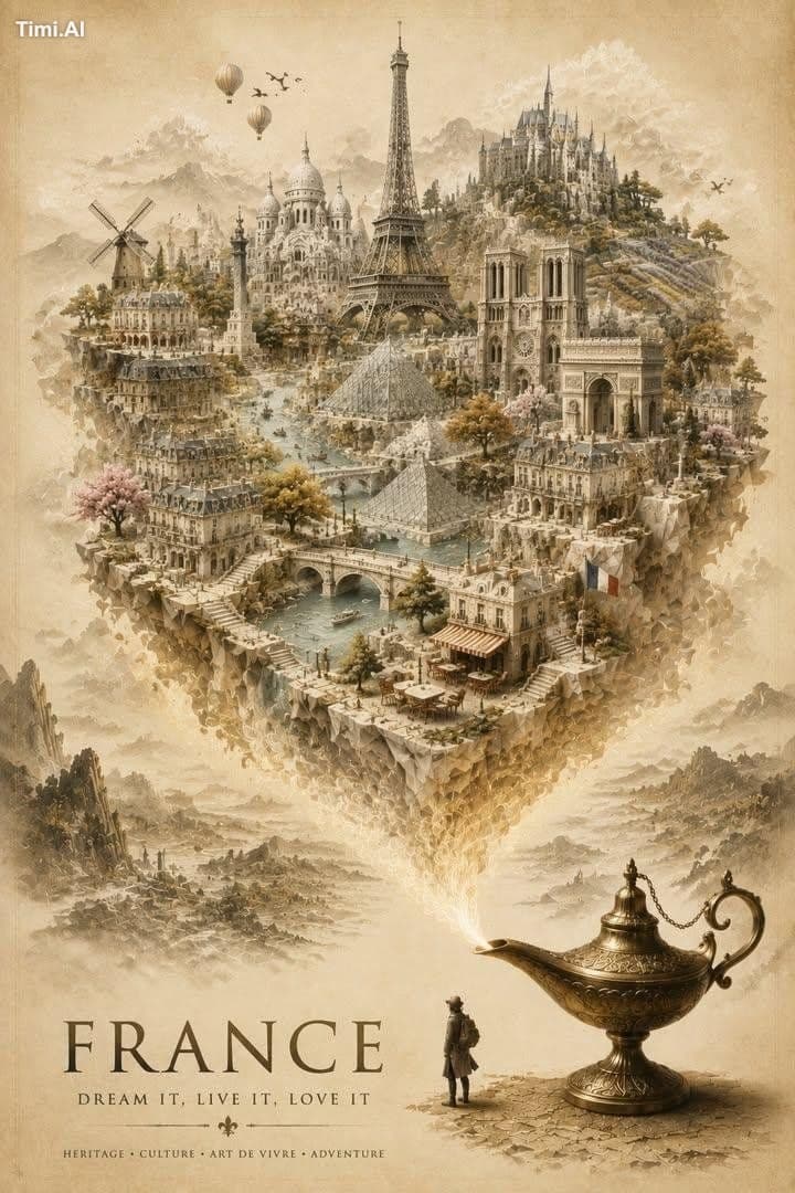 Create an elegant, premium travel poster featuring a magical