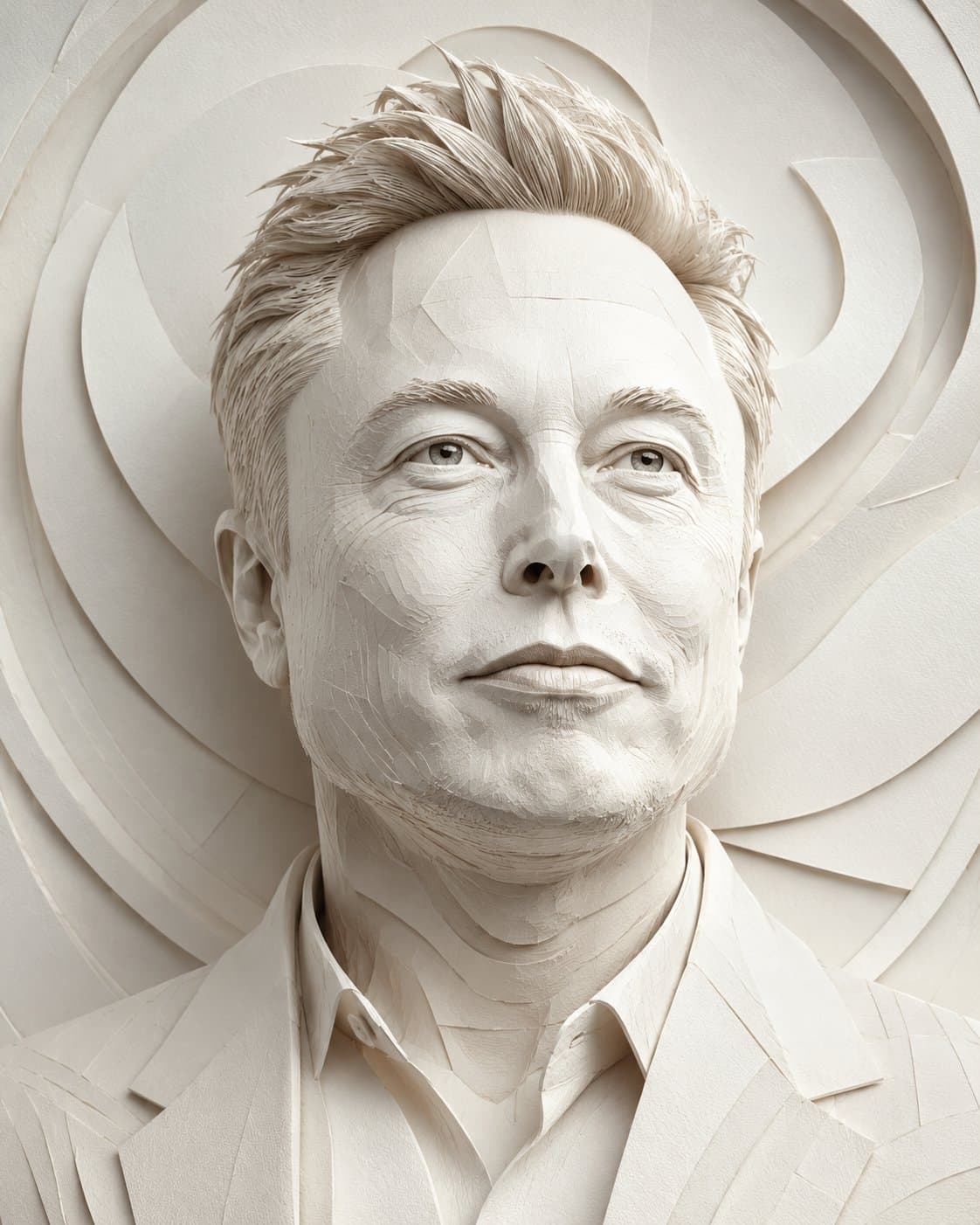 Ultra-detailed 3D paper sculpture portrait of a handsome man
